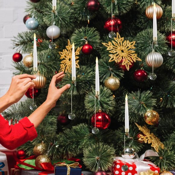 Christmas Tree Candles, 10 Pack Flameless Taper Candles for Christmas Tree Decor - Picture 4 of 4